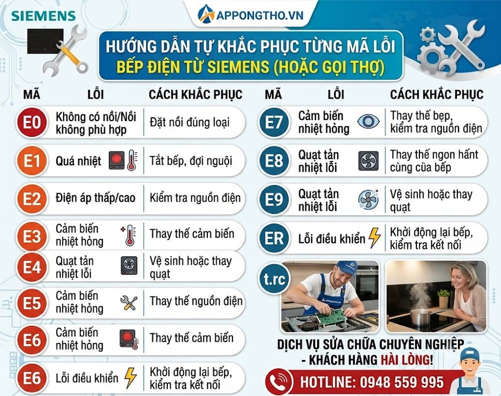 Mục đích nhà sản xuất tích hợp mã lỗi vào bếp từ Siemens