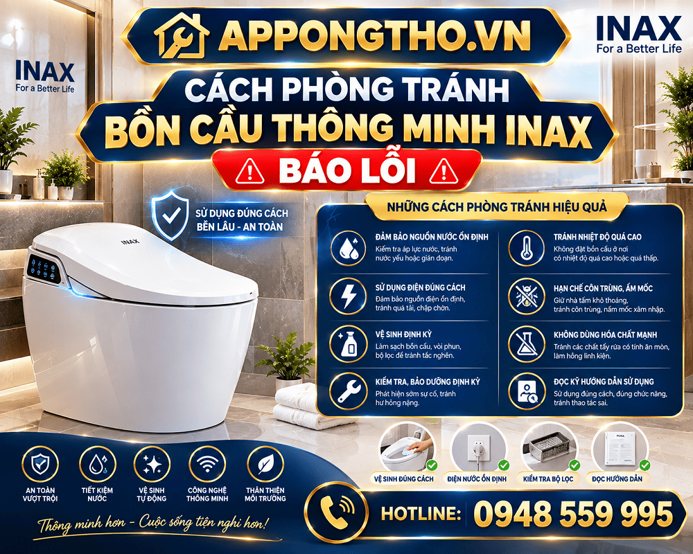Bảng Mã Lỗi Bồn Cầu Thông Minh INAX Chi Tiết, Đầy Đủ