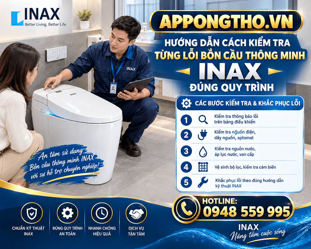 Lợi ích khi biết mã lỗi bồn cầu thông minh INAX