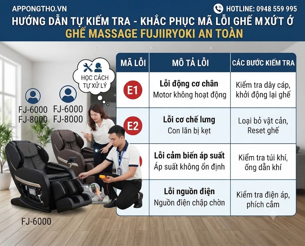 1. Khắc phục lỗi motor trên ghế Massage Fujiiryoki