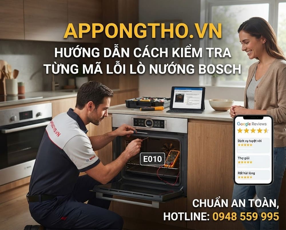 Bảng mã lỗi lò nướng Bosch đầy đủ