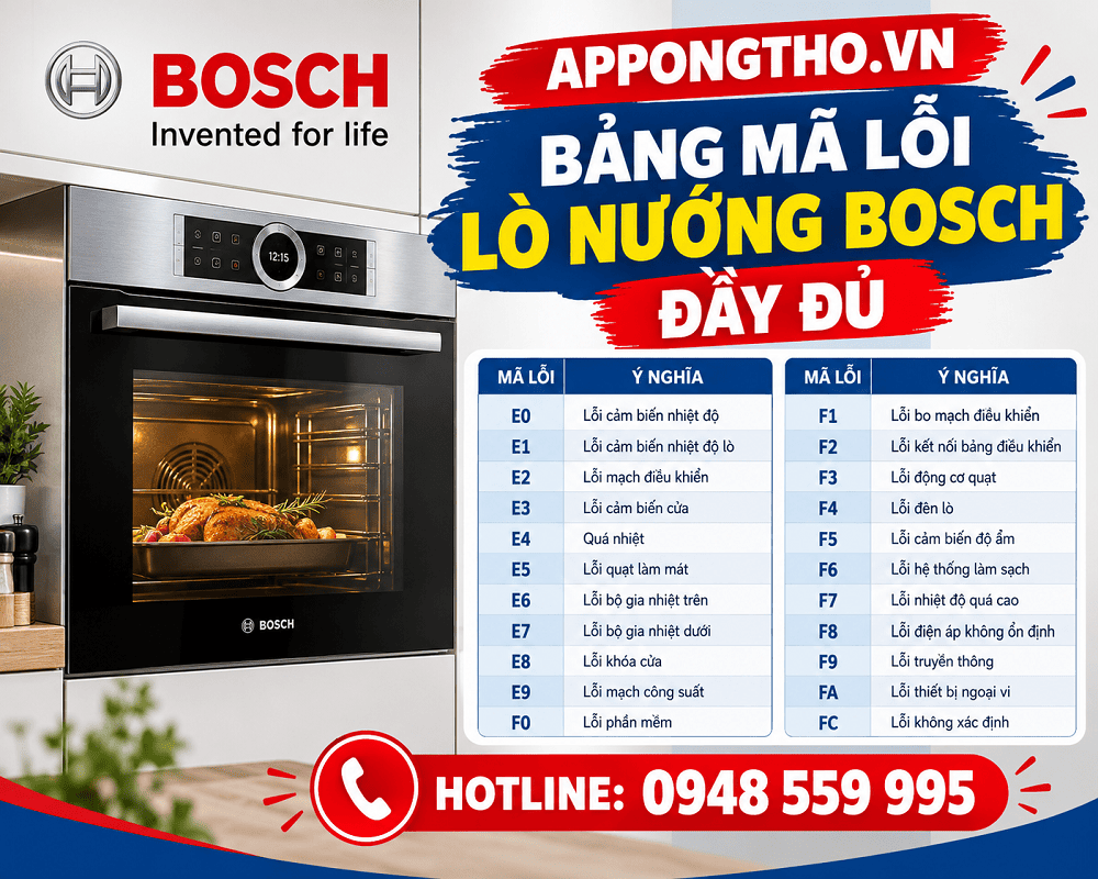 Cách Tự Khắc Phục Từng Mã Lỗi Lò Nướng Bosch Hiệu Quả
