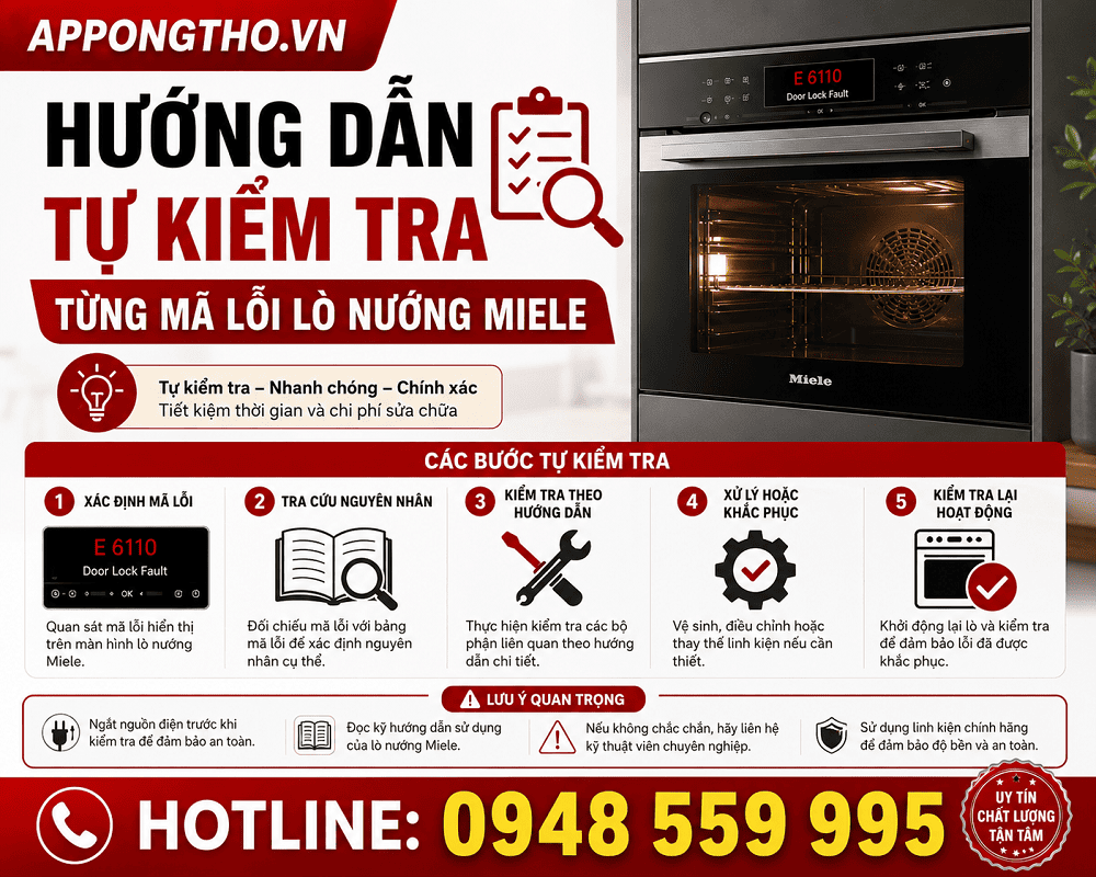 Cách khắc phục từng lỗi trên lò nướng Miele chuẩn an toàn
