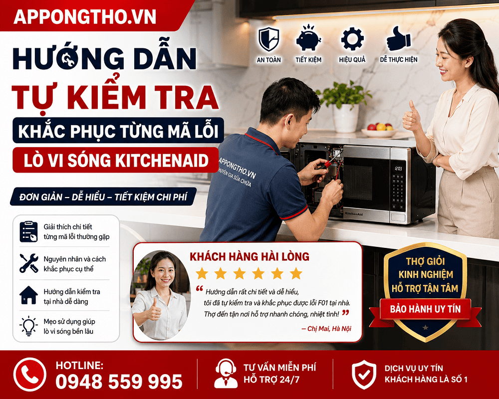 Cách tự khắc phục từng lỗi lò vi sóng KitchenAid chuẩn an toàn