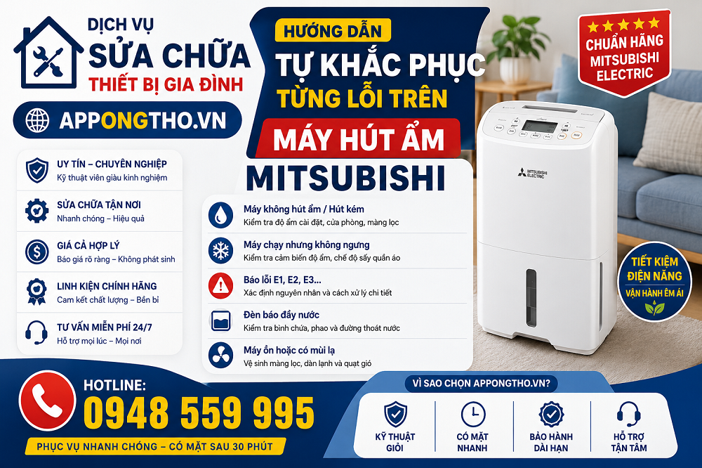 Mục đích nhà sản xuất tích hợp mã lỗi vào máy hút ẩm Mitsubishi