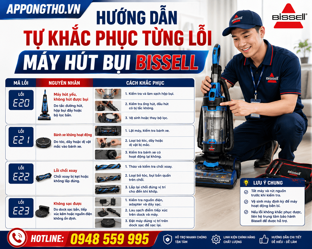 Bảng Mã Lỗi Máy Hút Bụi Bissell Robot Hút Bụi Bissell Chi Tiết