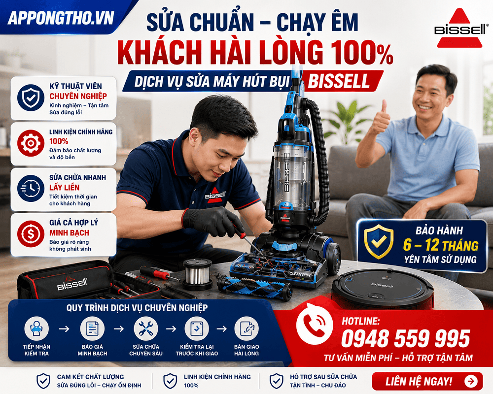 Dịch vụ sửa lỗi máy hút bụi Bissell tại nhà App Ong Thợ