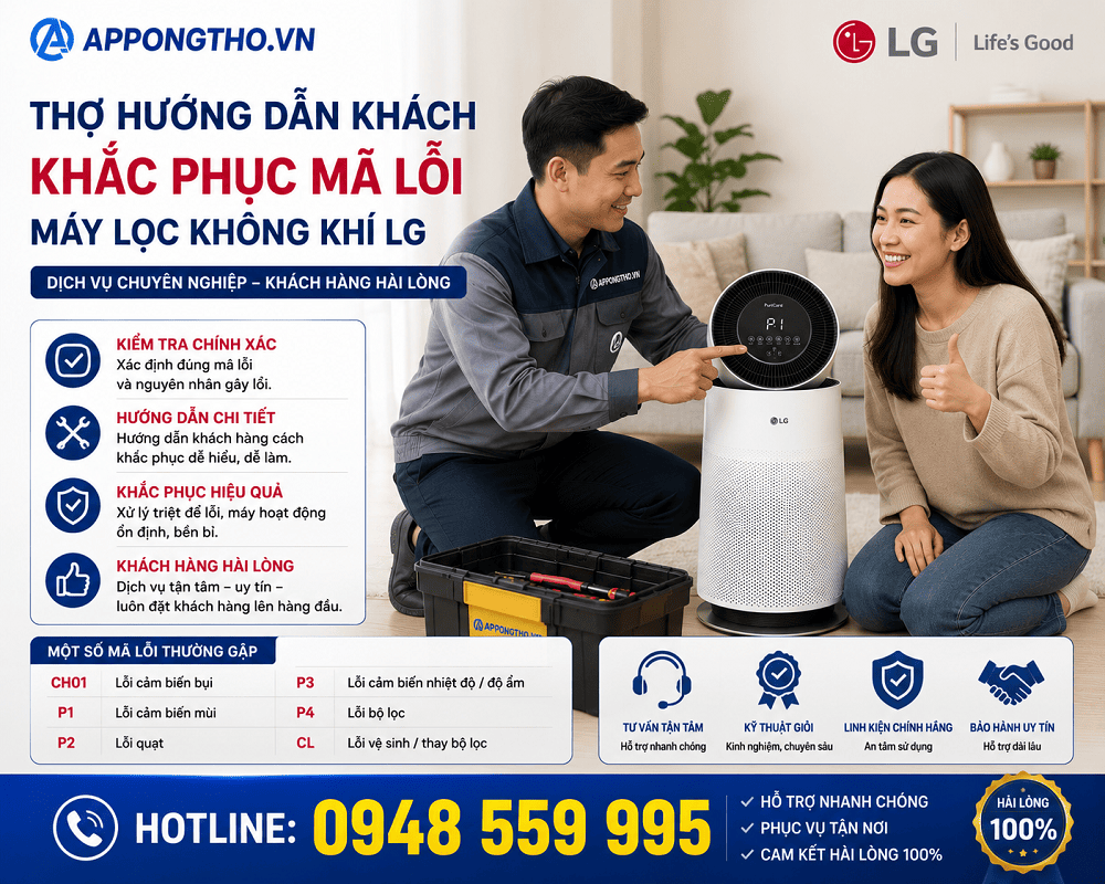 Bảng mã lỗi máy lọc không khí LG