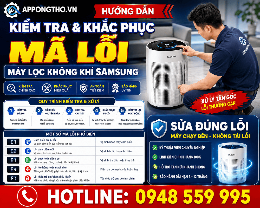 Cách khắc phục từng lỗi máy lọc không khí Samsung