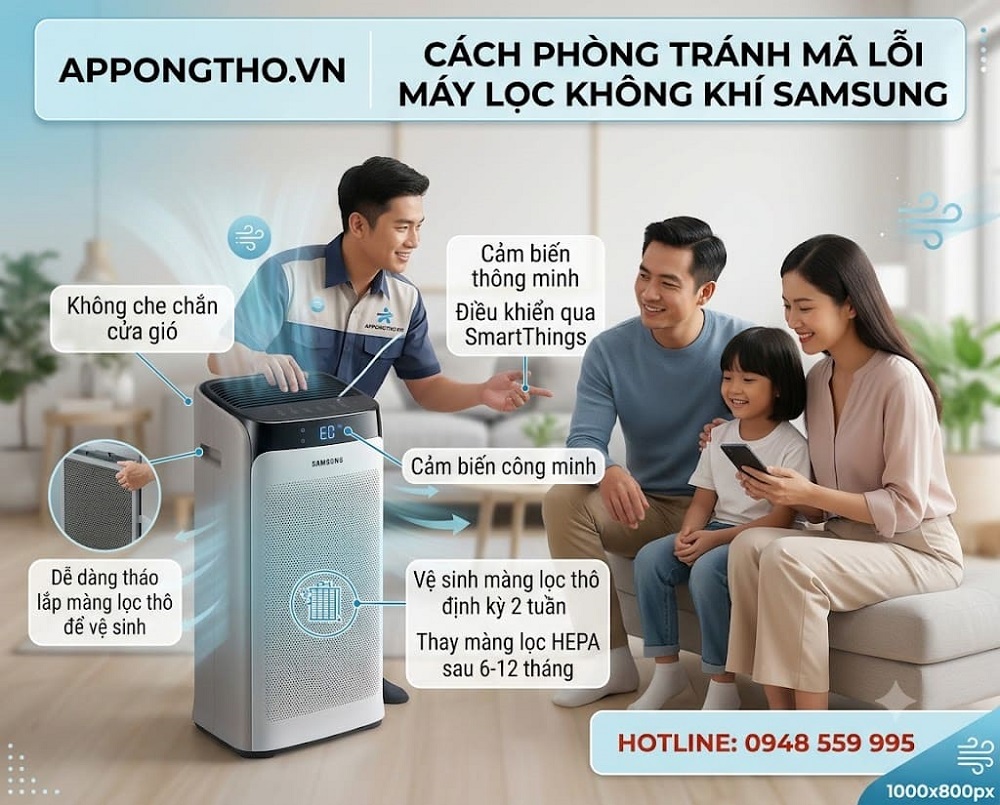 Dịch vụ sửa mã lỗi máy lọc không khí Samsung