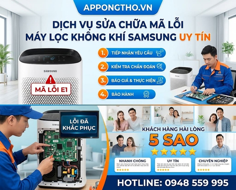 8. Máy lọc không khí Samsung báo C162 – Lỗi EEPROM