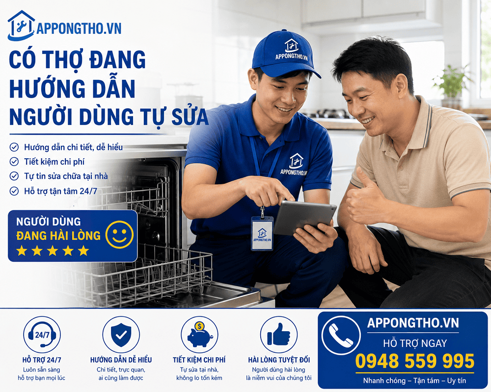 Hướng dẫn cách tự khắc phục từng lỗi máy rửa bát Bauknecht