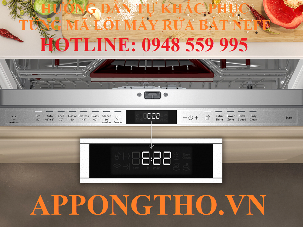 3. Khắc phục lỗi nguồn / điện (E29, E30, E27) trên máy rửa bát Neff