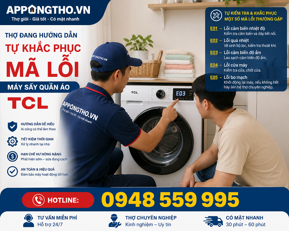 Mã lỗi máy sấy quần áo TCL là gì?