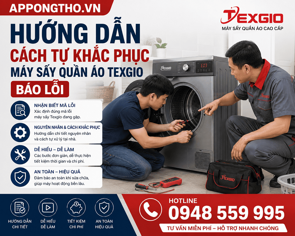 Lợi ích khi hiểu từng mã lỗi trên máy sấy quần áo Texgio
