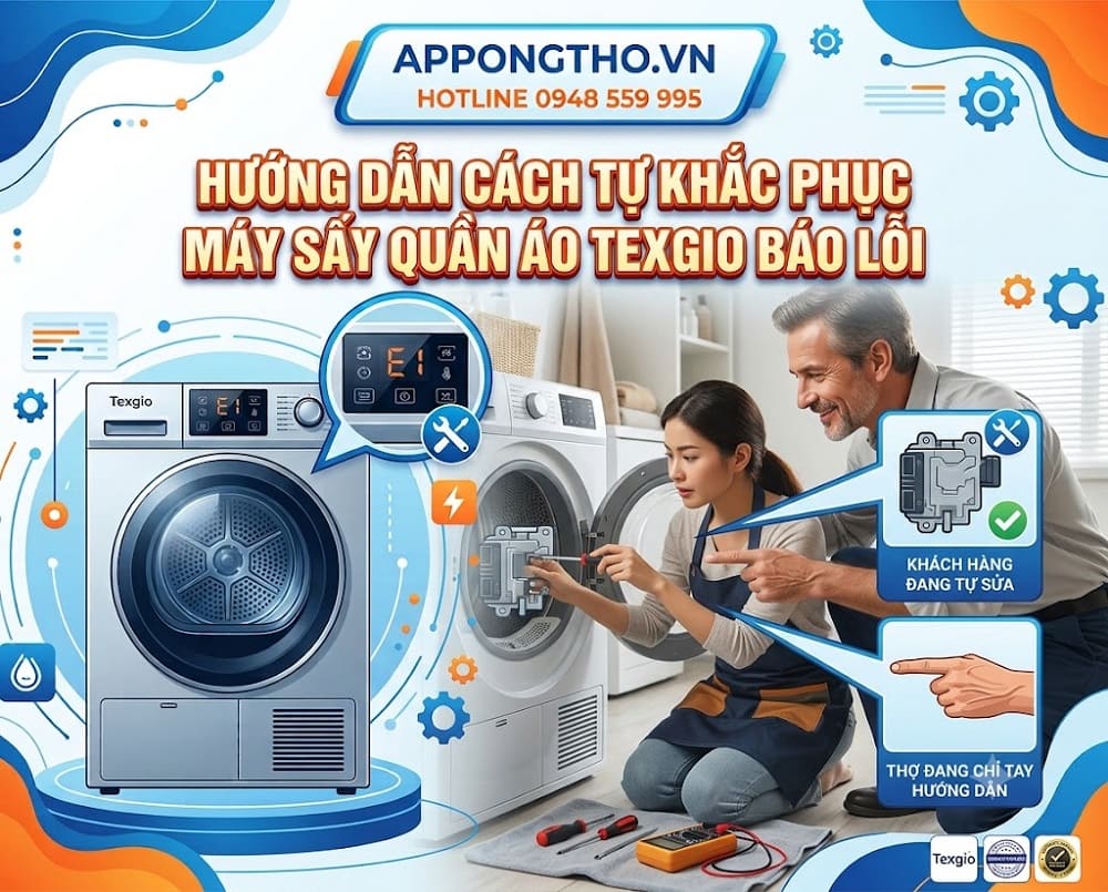 Mục đích nhà sản xuất tích hợp mã lỗi vào máy sấy quần áo Texgio
