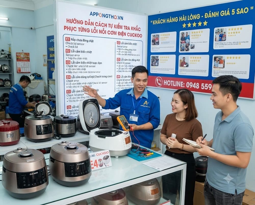 Cách khắc phục từng mã lỗi nồi cơm điện Cuckoo hiệu quả