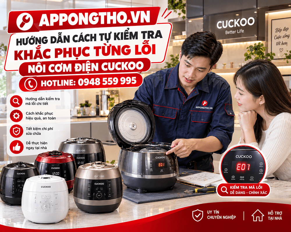 1. Nồi cơm điện Cuckoo báo LJ / L – Lỗi lòng nồi
