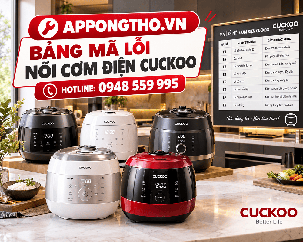 4. Nồi cơm điện Cuckoo báo E03 – Lỗi gia nhiệt