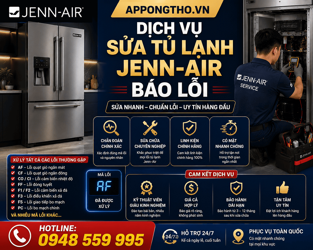 Bảng mã lỗi tủ lạnh Jenn-Air tổng hợp