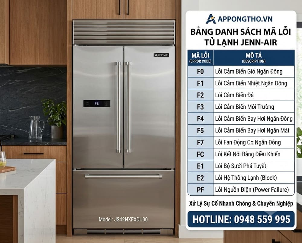 Cách tự khắc phục từng lỗi trên tủ lạnh Jenn-Air chuẩn an toàn