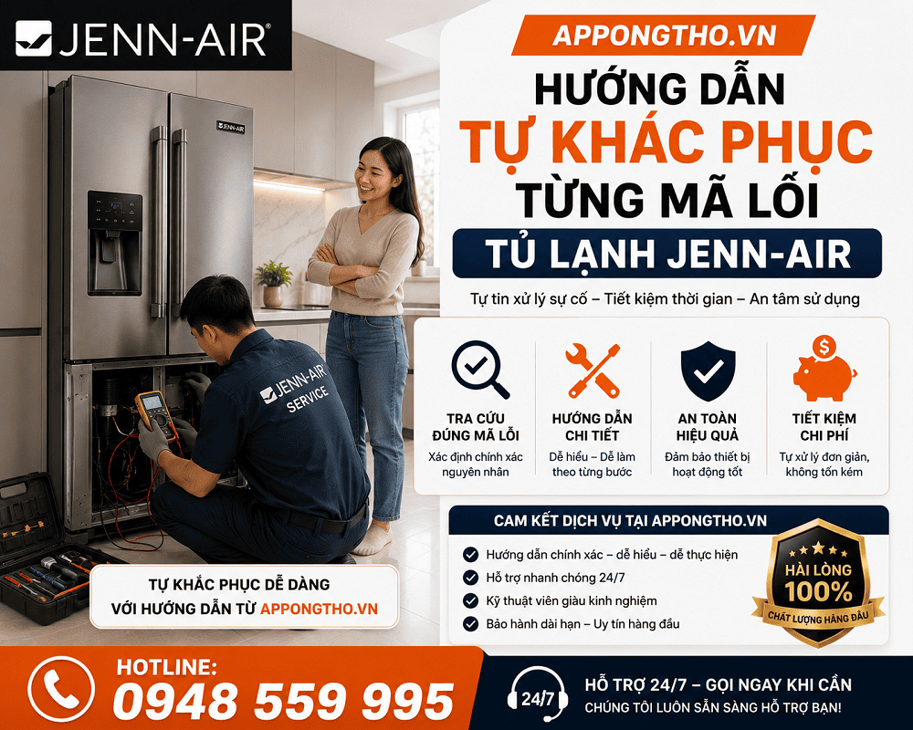 1. Tủ lạnh Jenn-Air báo F1 – Lỗi bo mạch chính
