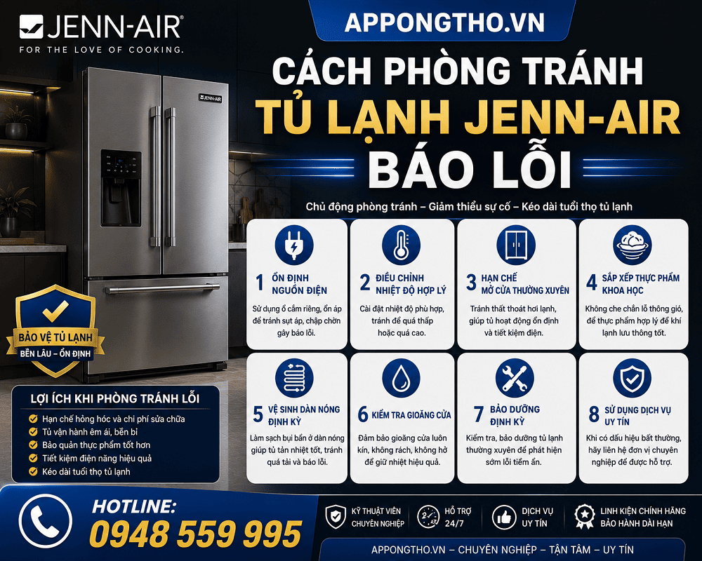 28. Tủ lạnh Jenn-Air báo lỗi LO – Nhiệt độ thấp bất thường