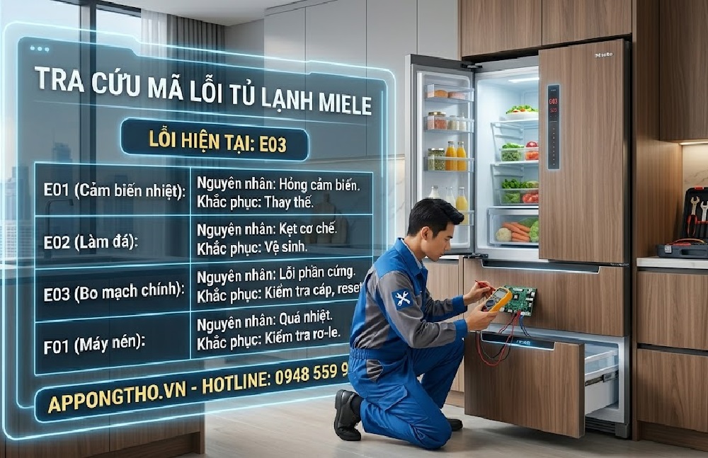 Hướng dẫn khắc phục từng lỗi trên tủ lạnh Miele
