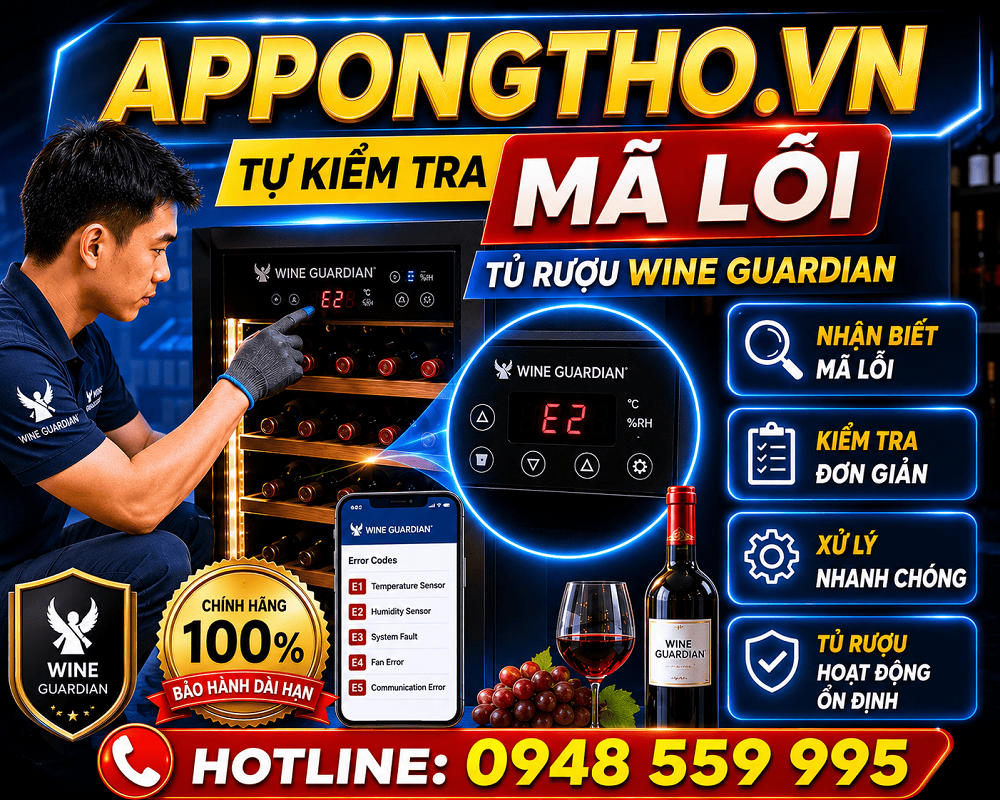 1. Tủ rượu Wine Guardian báo lỗi Hi / Lo – Nhiệt độ bất thường