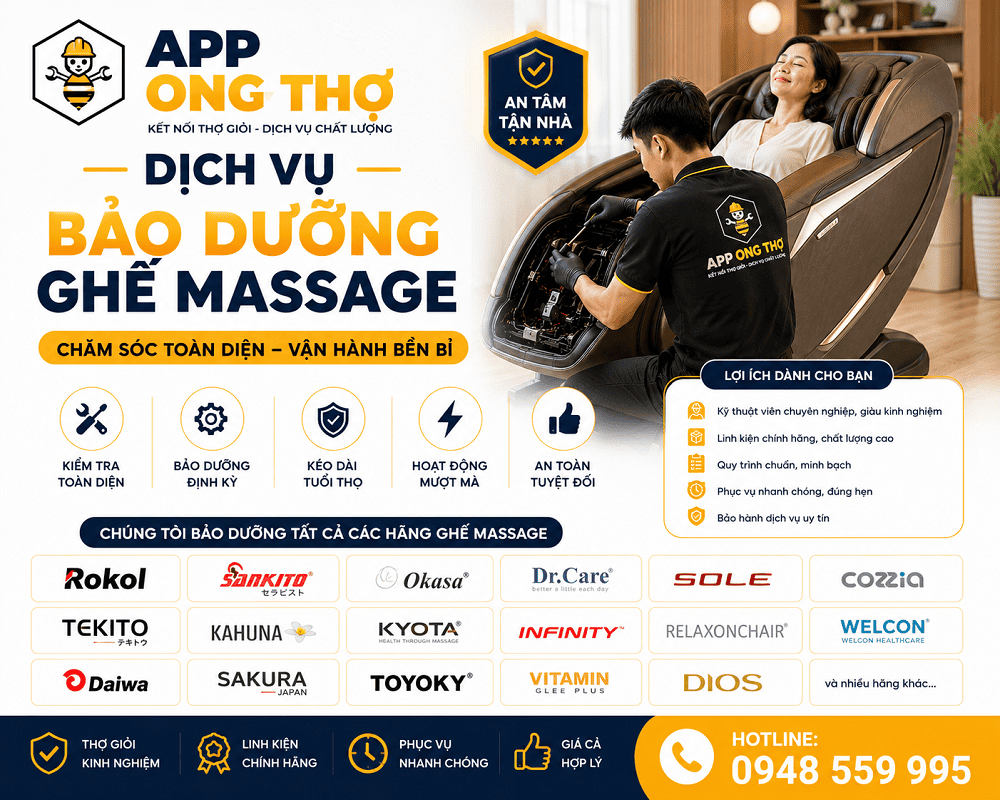 Quy trình bảo dưỡng ghế Massage 15 bước