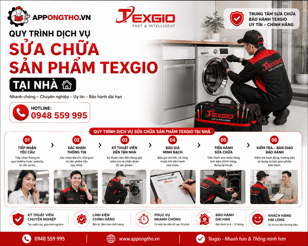 10. Sửa chữa sau bảo hành Texgio tại Bắc Từ Liêm - Hà Nội