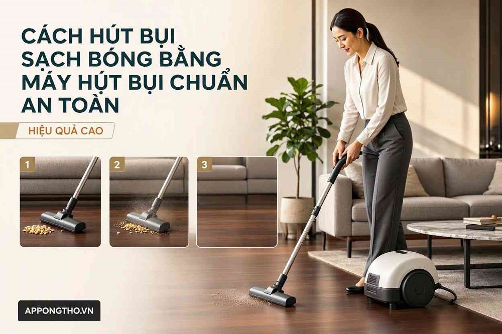 Quy trình hút bụi sạch bằng máy hút bụi