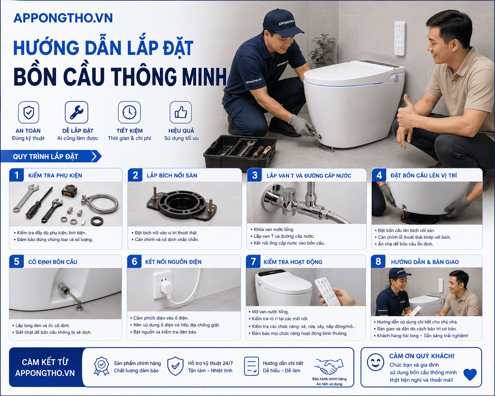 Quy Trình Lắp Đặt Bồn Cầu Thông Minh Đúng Cách Chuẩn An Toàn