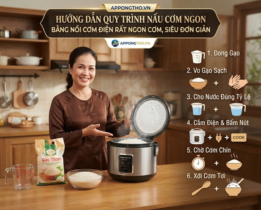 Cách nấu cơm ngon bằng nồi cơm điện siêu đơn giản