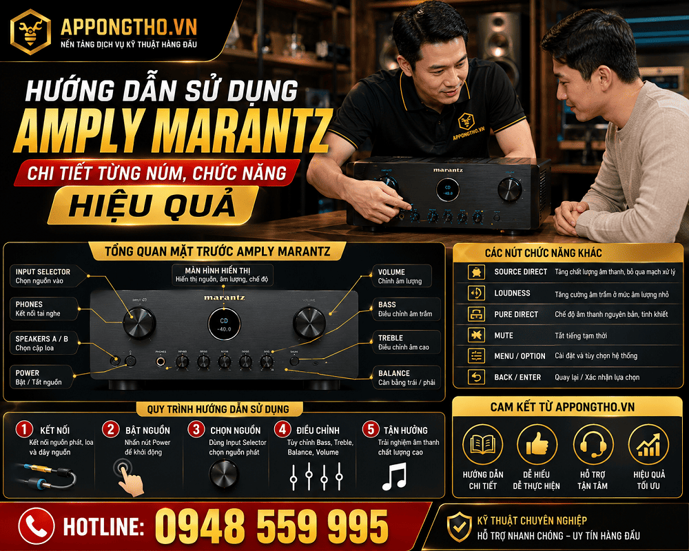 Cách Kết Nối Sử Dụng Amply Marantz Tối Ưu Từng Nút Phím