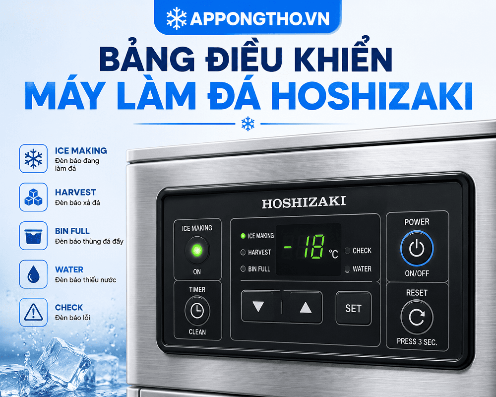 Cách sử dụng máy làm đá Hoshizaki chi tiết từng chức năng
