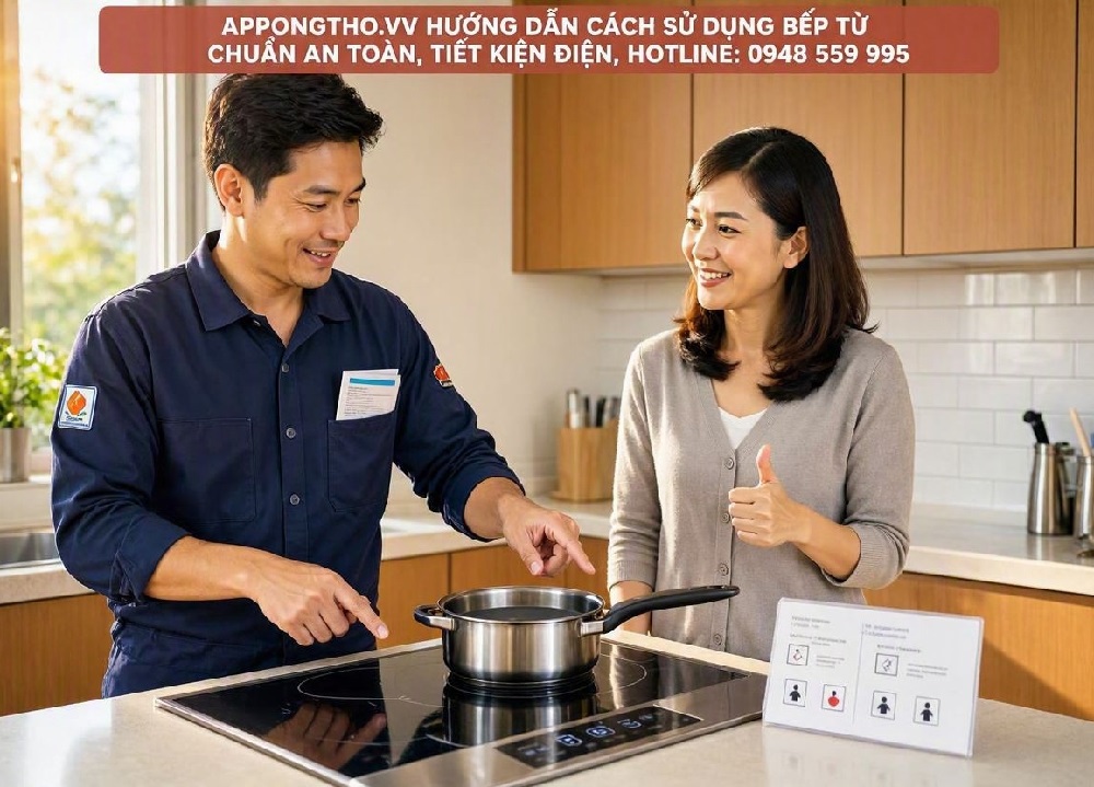 3 Sử dụng nồi để nấu thích hợp với bếp từ