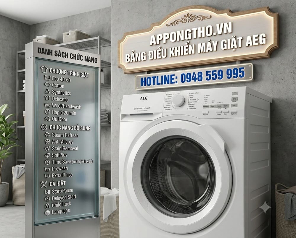 Bảng điều khiển máy giặt AEG chi tiết