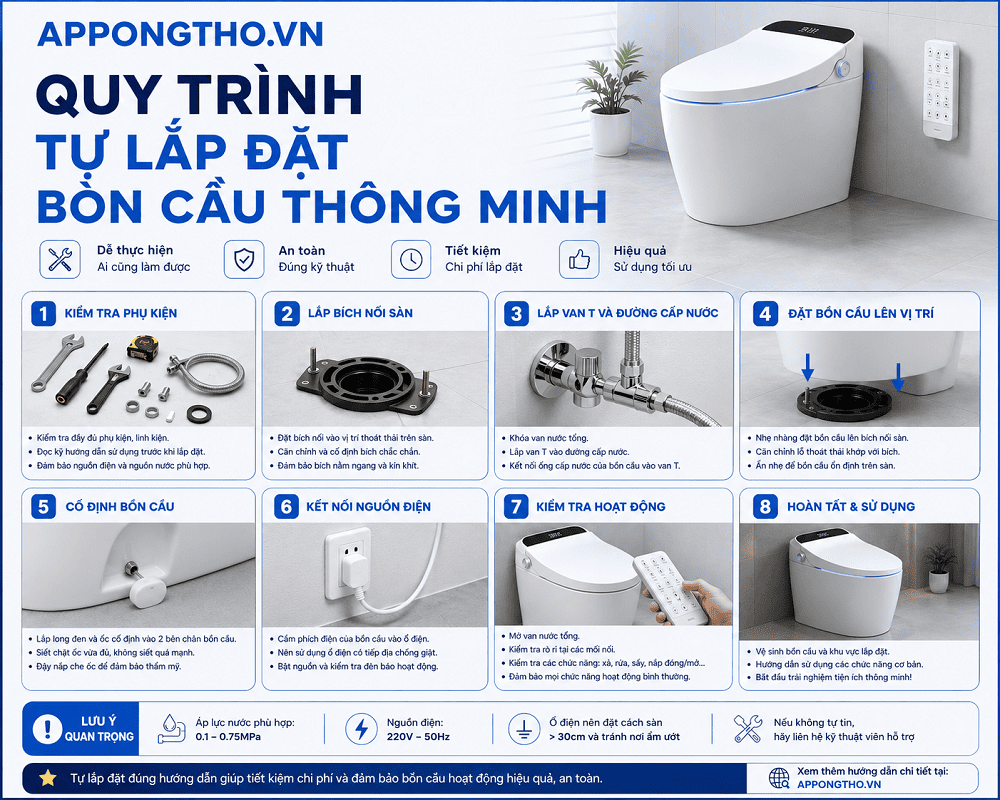 FAQ Hỏi đáp về lắp đặt bồn cầu thông minh