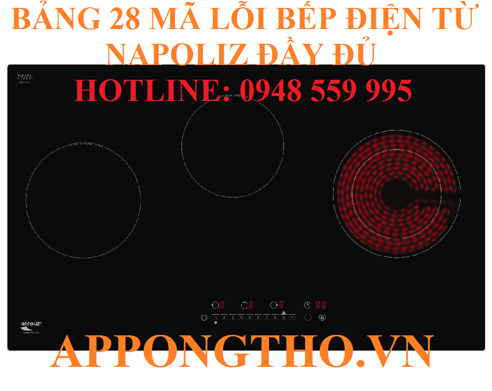 Mã lỗi bếp điện từ Napoliz là gì?