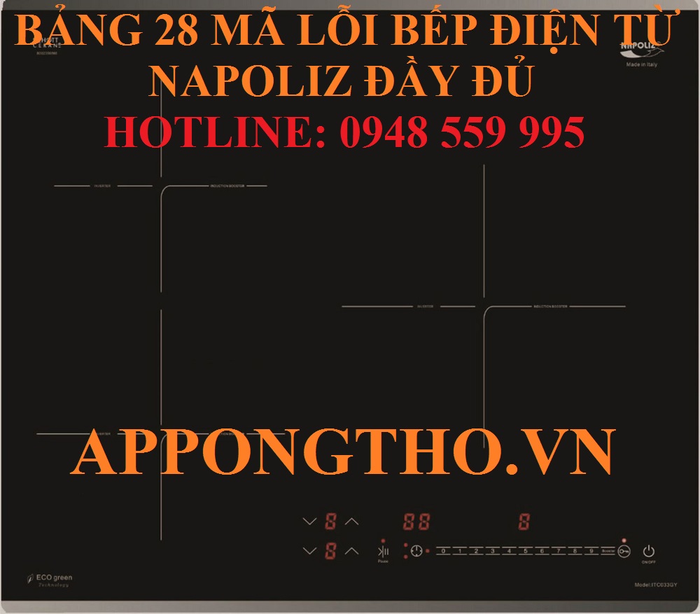 Bảng mã lỗi bếp điện từ Napoliz