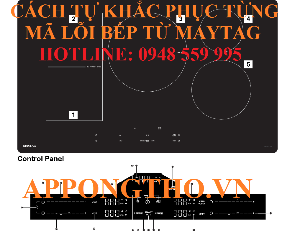 🔧 12. Khắc phục lỗi bộ nhớ (F8) trên bếp từ Maytag