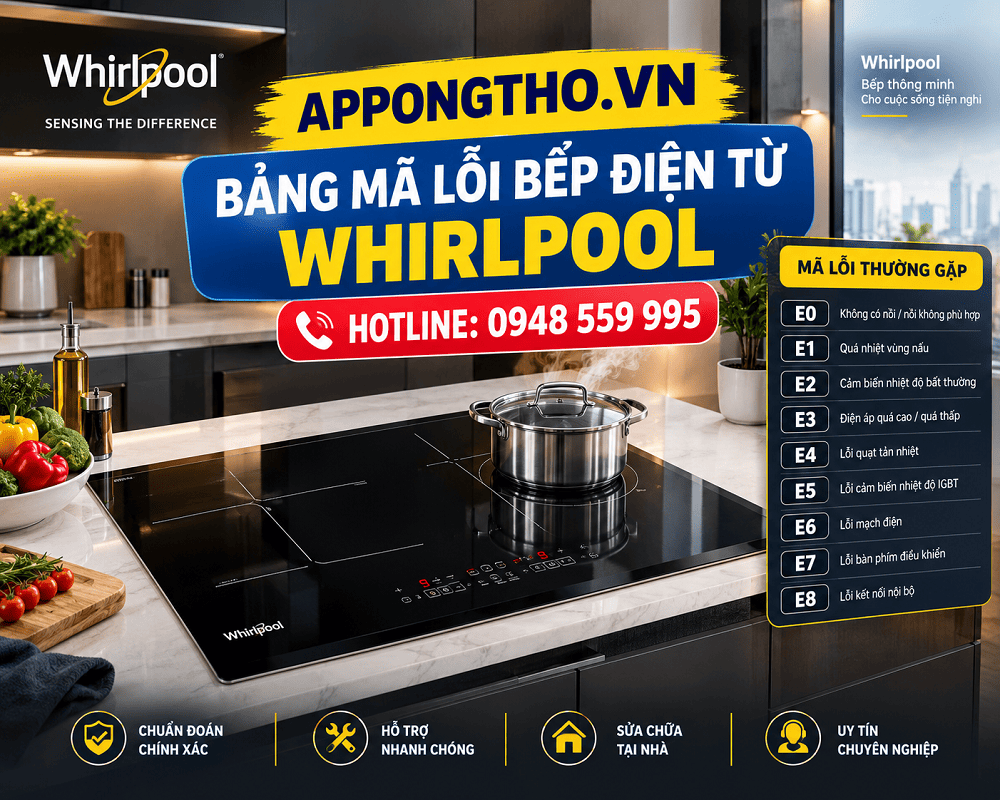 Hướng dẫn cách khắc phục từng lỗi bếp từ Whirlpool hiệu quả