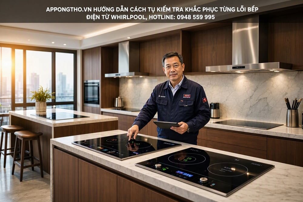 7. Bếp từ Whirlpool báo E_03 – Lỗi bảng điều khiển