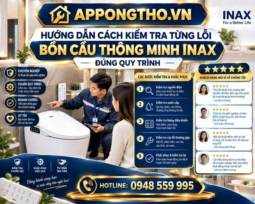 Cách tự khắc phục từng lỗi bồn cầu INAX điện tử