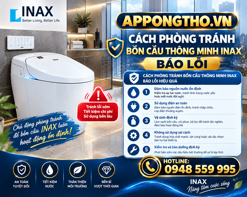 4. Bồn cầu INAX báo E06 – Lỗi gia nhiệt