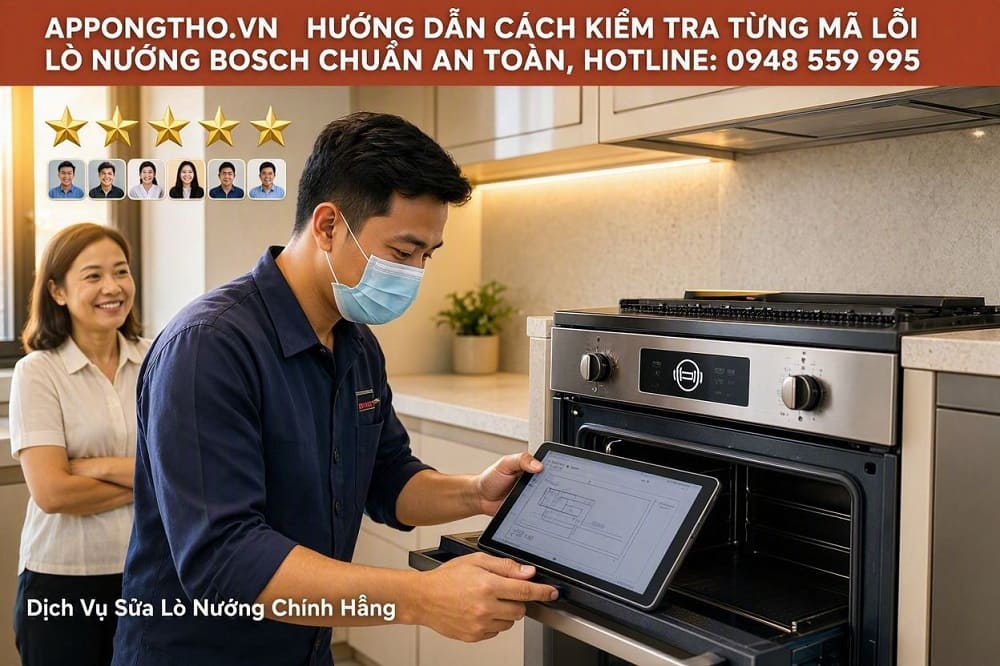 12. Lò nướng Bosch báo E220 – Lỗi khóa cửa