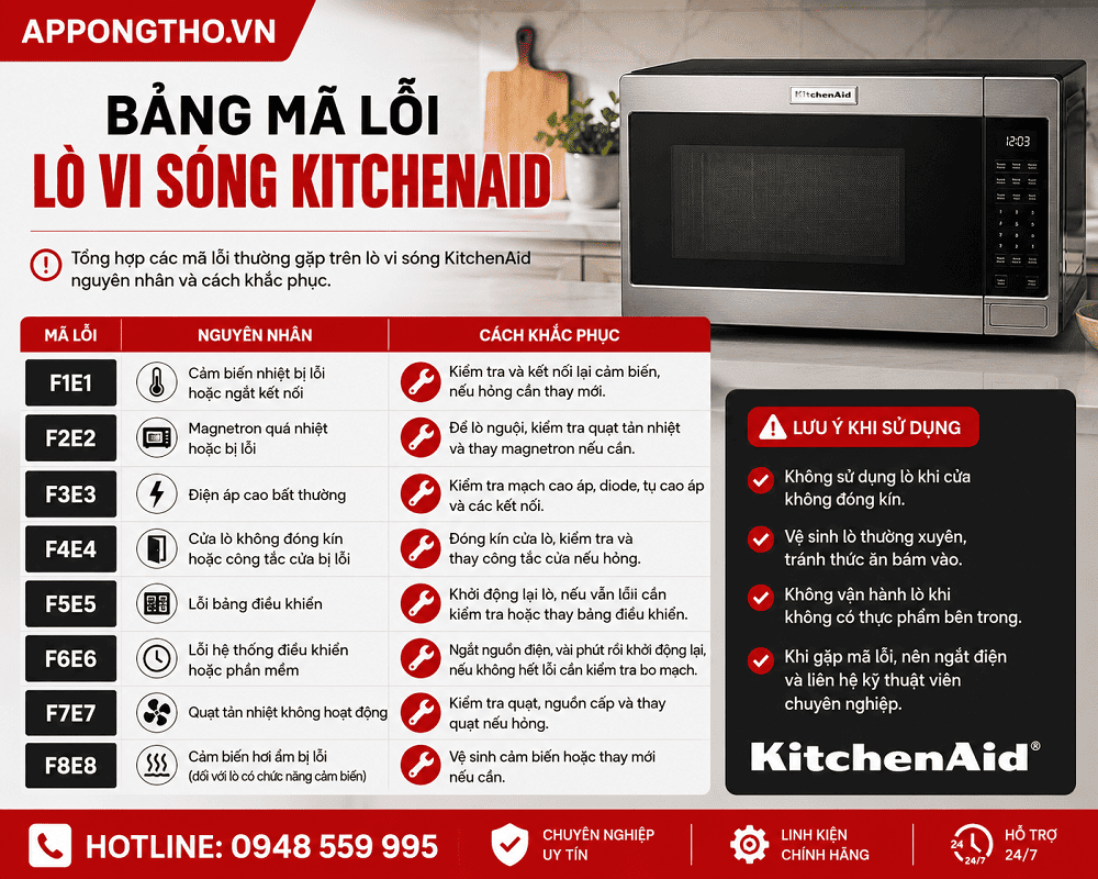 Cách phòng tránh lò vi sóng KitchenAid báo lỗi