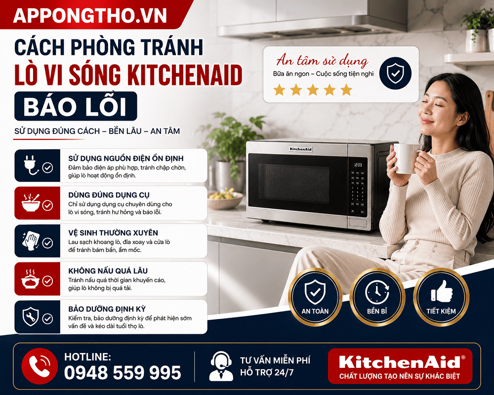 23. Lò vi sóng KitchenAid báo F8E6 – Quạt lỗi