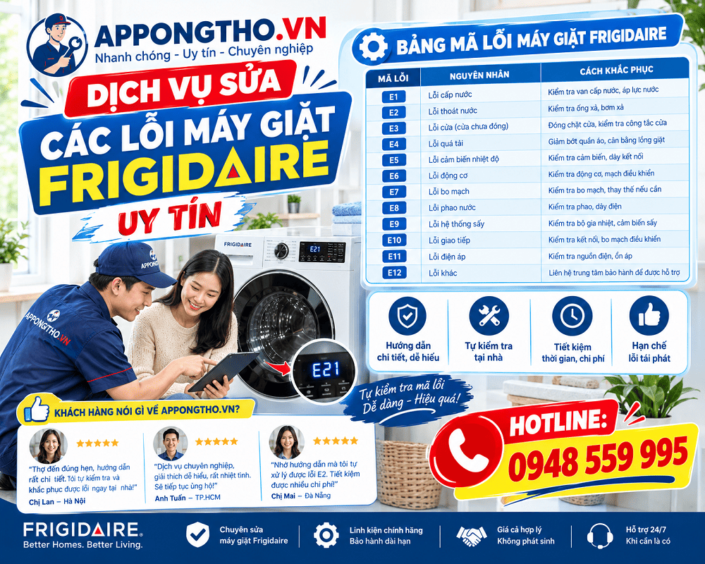 Lợi ích khi hiểu từng mã lỗi máy giặt Frigidaire